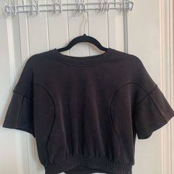 Lululemon Softstreme Gathered Crop Short Sleeve Shirt Black for