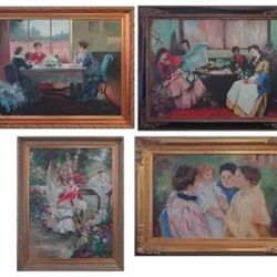 4 Large Oil On Canvas Paintings 