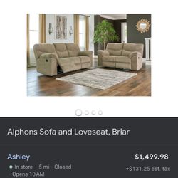 Leather Recliner (both Sides) Couch 