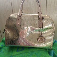 MICHAEL KORS GOLD METALLIC SATCHEL