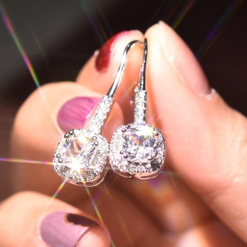 "Delicate Micro Pave Diamond Imitate Dangle Earrings for Women, UNI22395
 
 