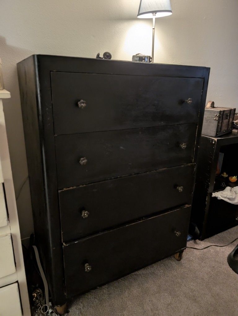 Large Black All Wood Dresser
