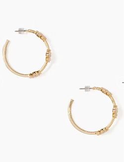 Clear Gold Flower Kate Spade Hoops