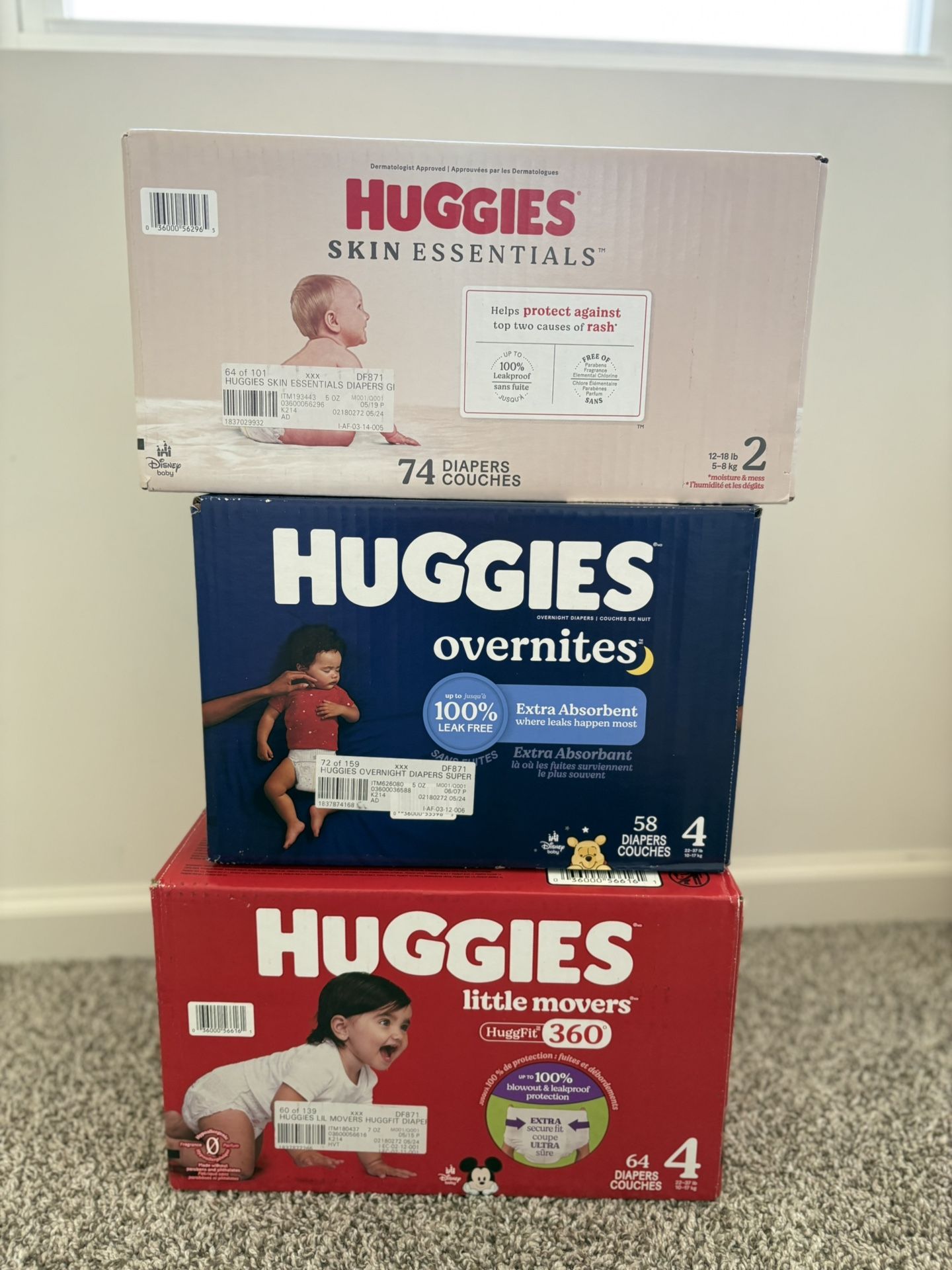 Huggies  Diaper Size 4 & 2 $25 Each