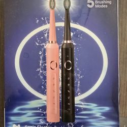 Sonic Electric Toothbrush Pink & Blue 5 Brushing Modes 