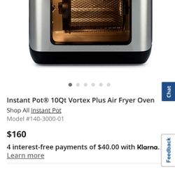 Instant Vortex Plus 10 Quart Air Fryer - Brand New