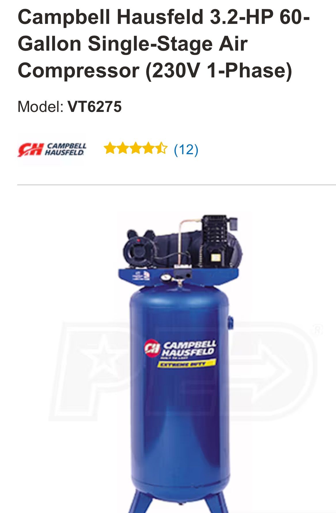 Campbell Hausfeld 60-gallon Air Compressor 220v