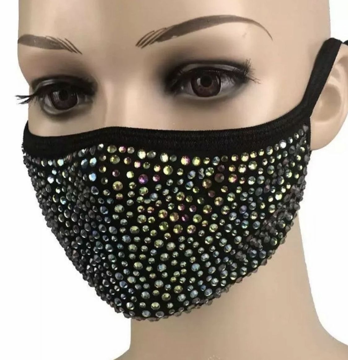 Black Rhinestone Face Mask