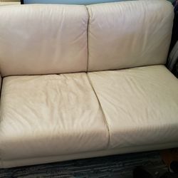White Leather 2 Seater Couch 
