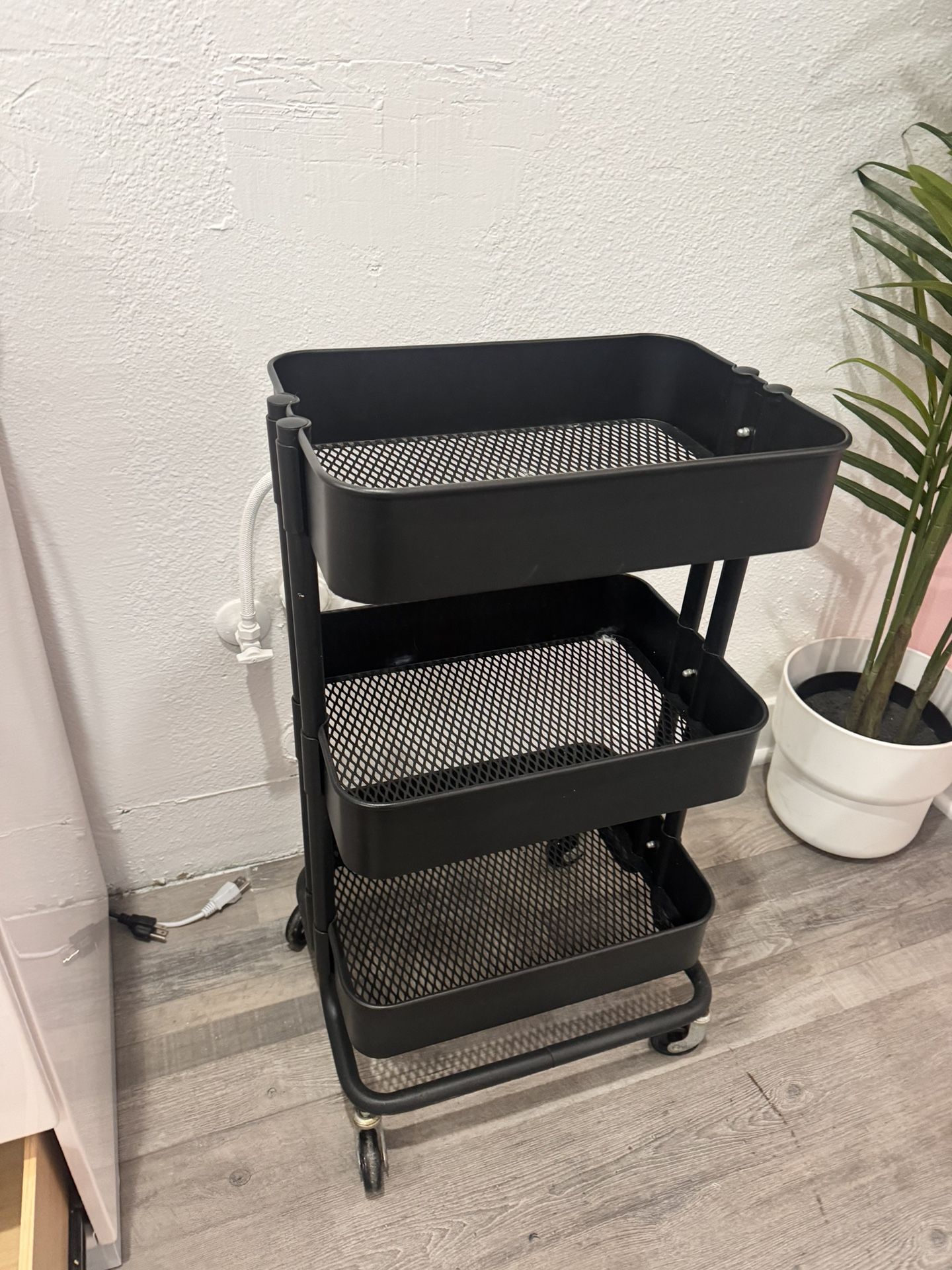 black 3 tier rolling cart