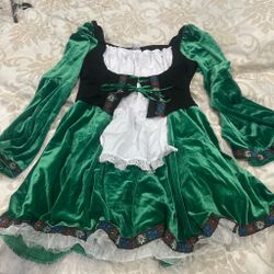 Green Velvet Oktoberfest Dirndl Costume Dress
