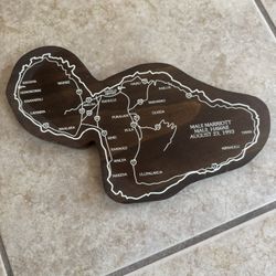 Maui Marriot 1993 Maui Hawaii Wooden Map