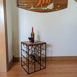 MCM Arthur Umanoff Wrought Iron Wine Bottle Holder Rack End Table