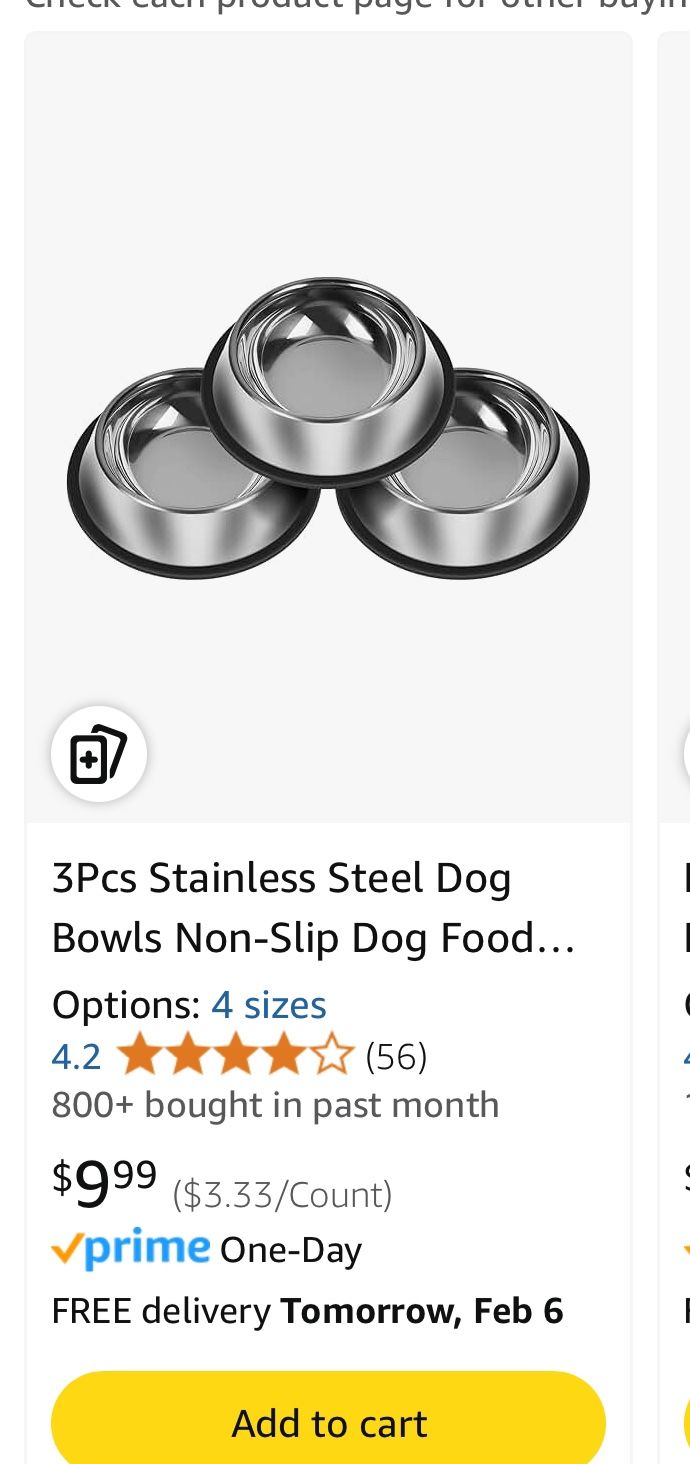 Three piece stainless steel Dog Bowels