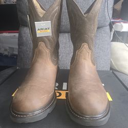 Ariat Groundbreaker Pull-On Brown Work Boots Soft Toe 10014238 Mens Size 11 NEW