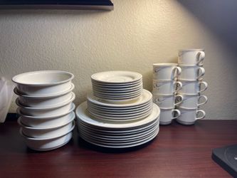 Lenox China stone Grey Brushstrokes 40 Piece Set Of Plates Bowls Mugs
