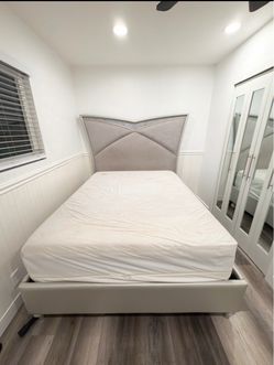 Upholstered Bed Frame with Tall Headboard