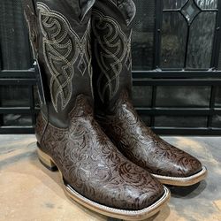 Western Boots Hand Tooled Square Toe