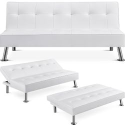 White Folding Futon Loveseat
