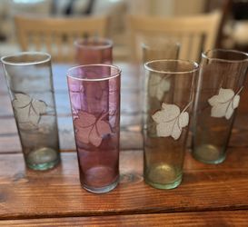 Vintage Mid-Century Tumblers Iridescent Set Of 6