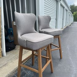 Set of 2 Bar Height Upholstered Stools - 29.5” Seat Height