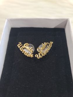 Gold-Tone "God's Warrior" Stud Earrings