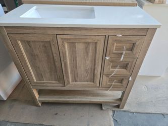 36inch Bathroom Vanity With Marble Top and real wood.