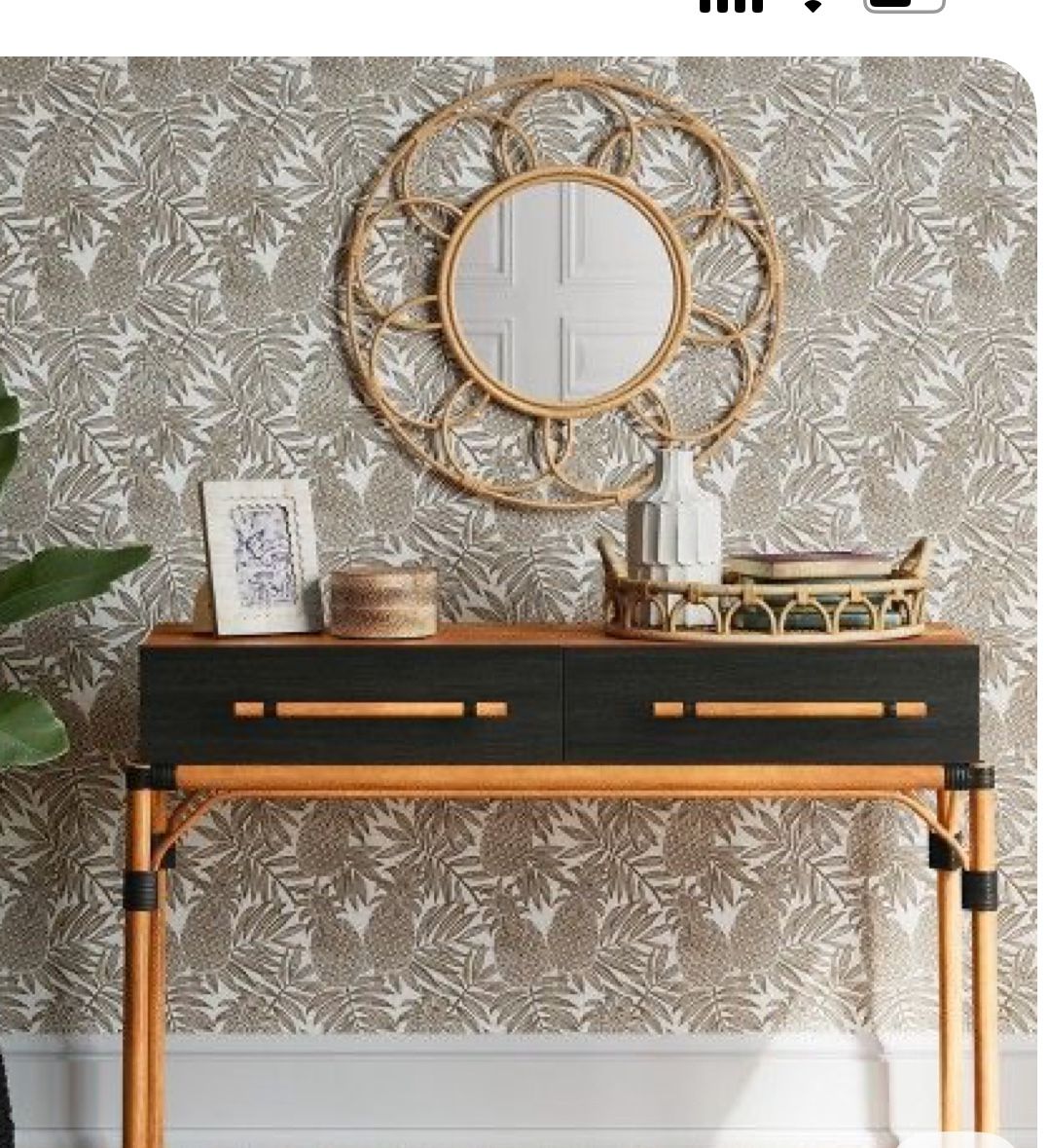 Rattan Solid Wood Console Table / Desk