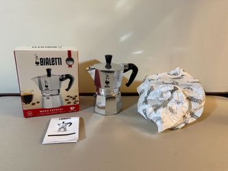 Bialetti Moka Express 3-Cup Stovetop Espresso Coffee Maker - Silver - With Box