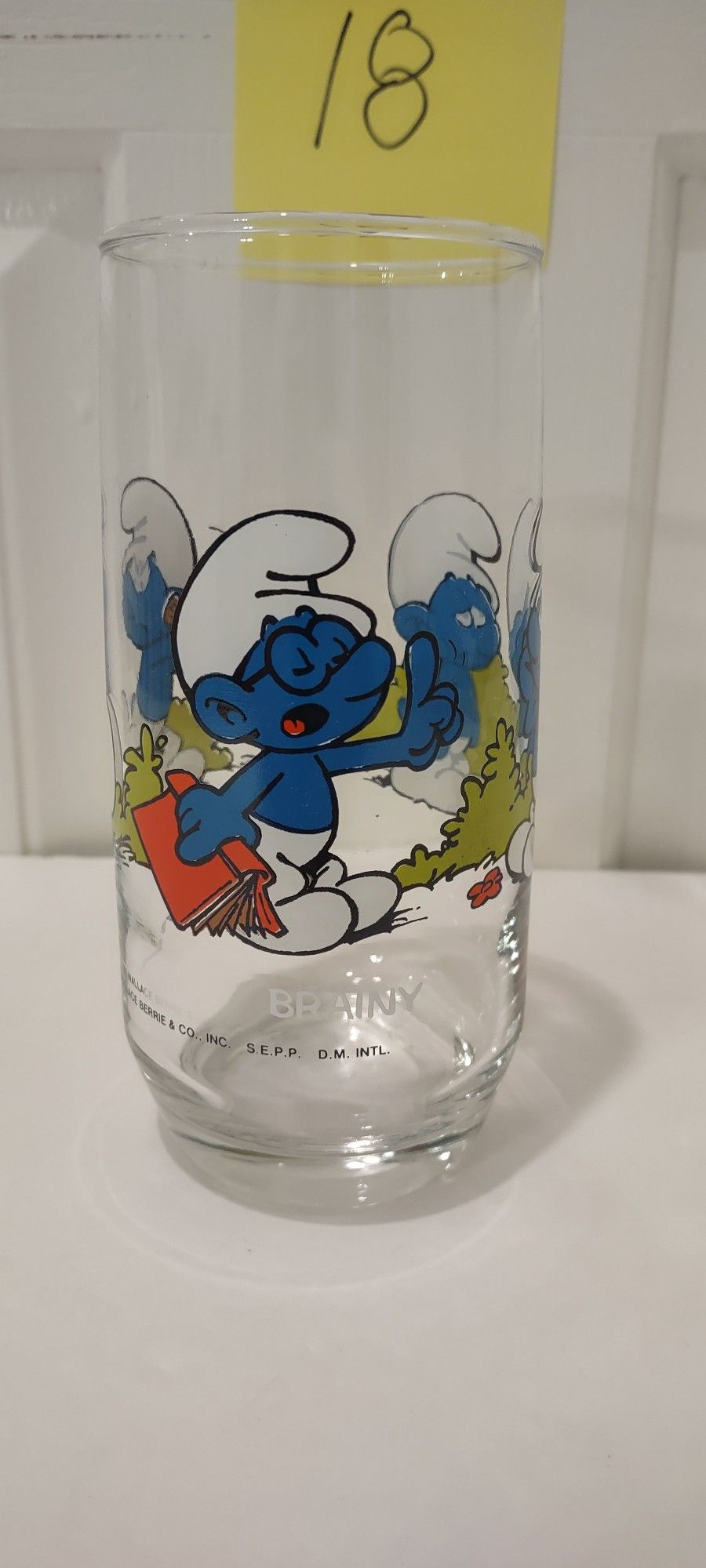 1982 Smurf Glass Brainy