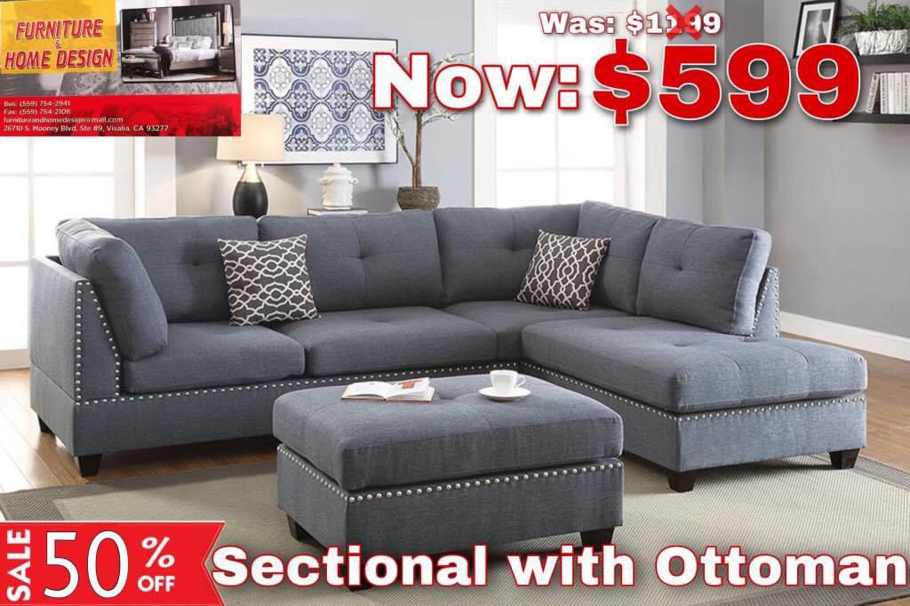 Sectional With Ottoman On Clearance $599.99 