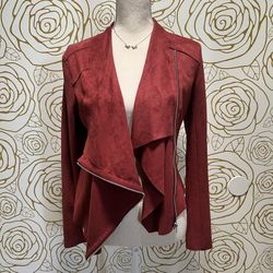 Blank NYC Faux Suede Drape Women's Asymmetrical Blazer Jacket 