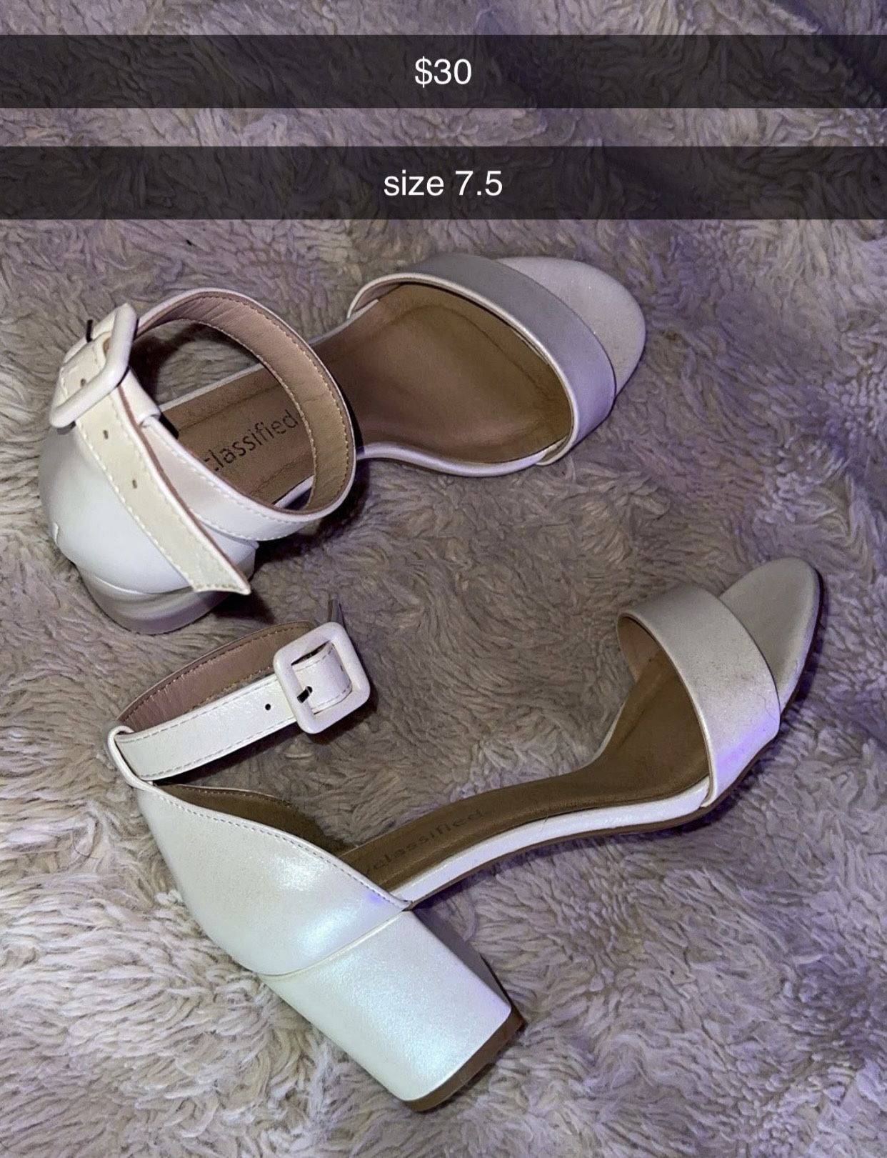 white blocky heels