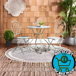 SAFAVIEH Adriel 3-Piece Iron Outdoor Bistro Set, Antique Green