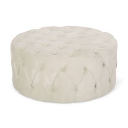 Velvet Tufted Round Cocktail Ottoman 