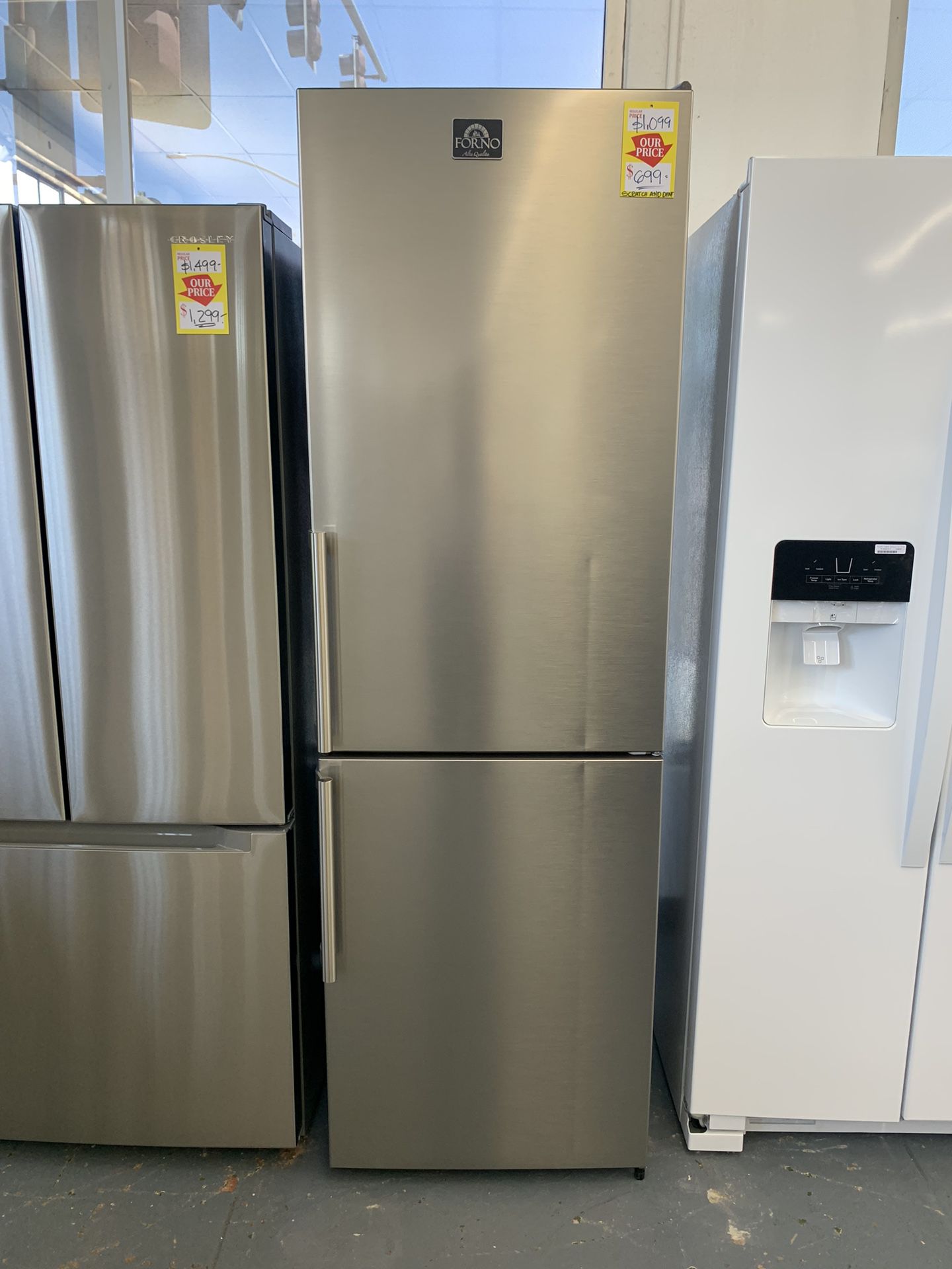 FORNO 23.4 Bottom Freezer Refrigerator Right Swing 10.8 Cu Ft , Stainless Steel $699.00