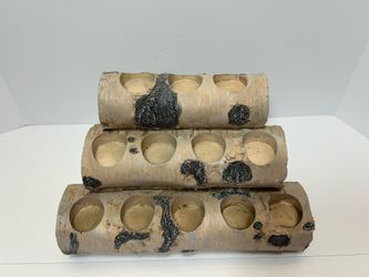 Faux birch wood and tea light holder
