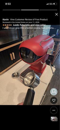 Espresso Machine with Steam Milk Frother Semi Automatic 20 Bar Compact Red with Touch Screen for home Cafetera Espresso, Latte, Cappuccino, Americano,