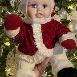 Vintage 2002 Geppeddo Cuddle Kids Christmas Stanley Santa Porcelain Doll #1