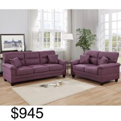 Gorgeous Purple Like Colored Sofa and Loveseat