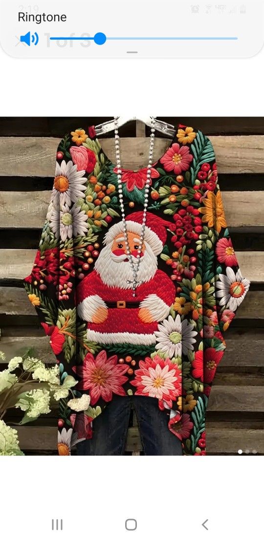 Women Holiday Santa Christmas Boho Tunic Top Blouse 3X New