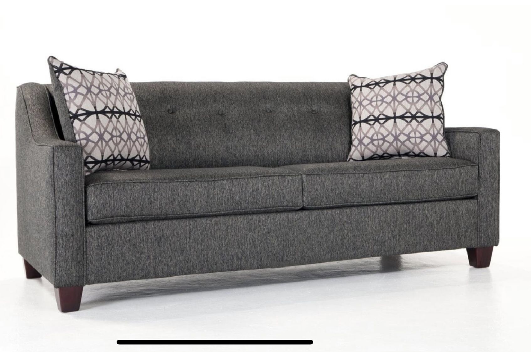 Mid Century Modern Sofa Gray With Queen Pull Out Sleeper