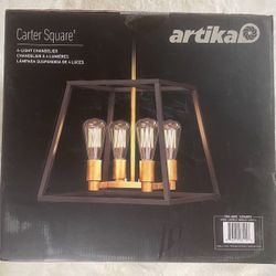 Artika Carter 4 Light Fixture Chandelier - Black And Gold