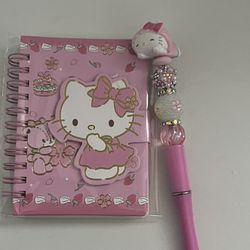 Hello Kitty Mini Note Pad And Pen 
