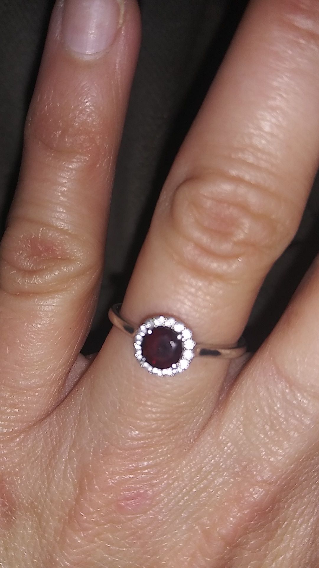 Diamond and garnet ring