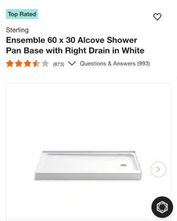 Sterling
Ensemble 60 x 30 Alcove Shower Pan Base with Right Drain in White