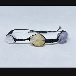 Natural Charged Citrine,Quartz & Amethyst Bracelet (known For : Healer, Reduce Stress & Anxiety,remove Negativity,bring Prosperity.)