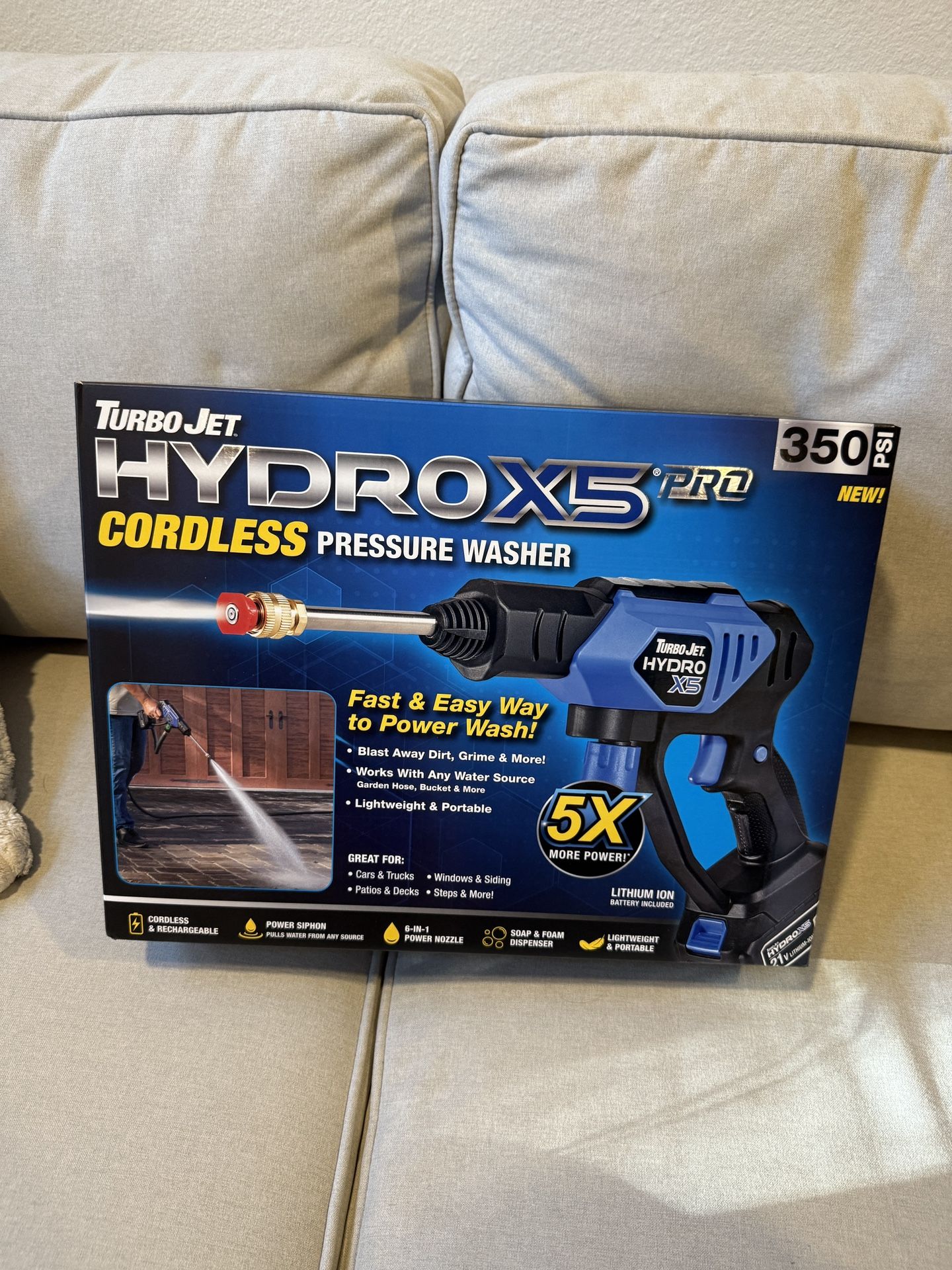 Ontel Turbo Jet HydroX5 Pro Portable Cordless Pressure Washer NEW
