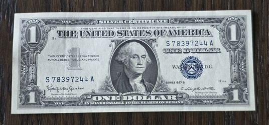 1957 B $1 One Dollar Silver Certificate Blue Seal US Bill