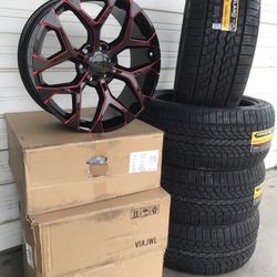 22/9- Snowflake ✨6 Lugs ✨Tires= 305 40 22- 285 45 22- 305 45 22✨1540$